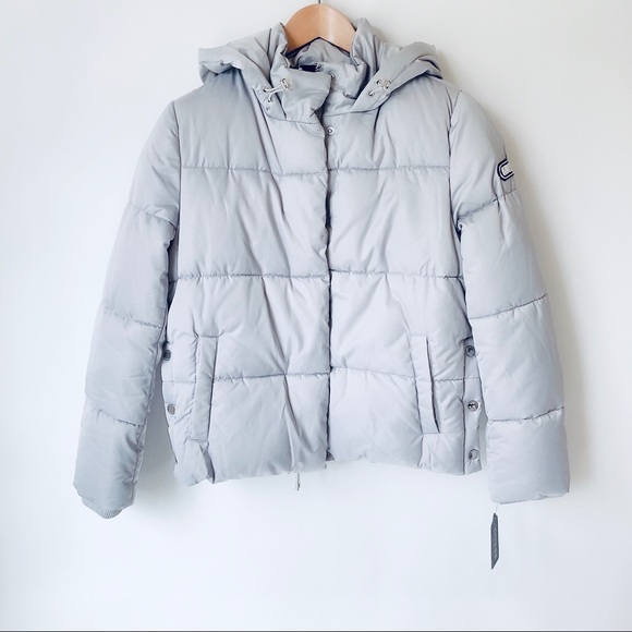Silver Guess Logo Quilted Puffer Jacket - Picture 3 of 9